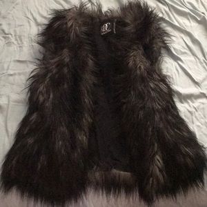 Dolce Cabo Black and Gray Faux Fur Vest